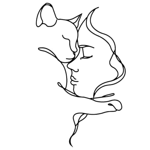 Image of Huspox Wall Art Decor Black, Metal Wall Art, Girl and Cat Wall Decoration for Cat Lovers