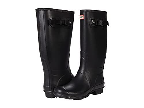 Image of Hunter Wellington Boots - Black, Calf-Length, Round Toe, Size 4 UK