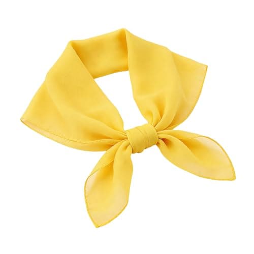 Image of jerbro Chiffon Scarf Women's Scarf Chiffon Neckerchief Plain Bandana Headscarf for Women Girls Halloween Carnival Costume Accessories (Yellow, 65 * 65cm)
