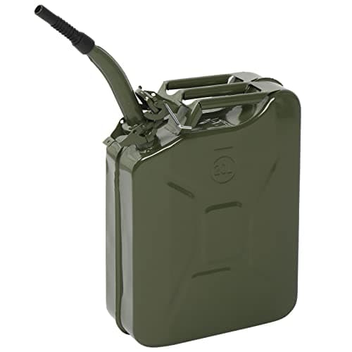 Image of Petrol Can 20L, Jerry Can with Spout, Metal Fuel Can Tank Portable Oil Can Diesel Storage Can for Car Truck Motorcycle Vehicle Off Road Emergency Supply, 5 Gallon Water Jerry Can Container (Green)