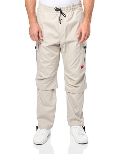 Image of Hugo Mens Cotton Rip Stop Cargo Pocket Joggers, Coconut Grey, 34