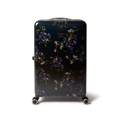 Image of Ted Baker Midnight Bloom Case 79cm Large Suitcase Navy Floral 4 Wheel Lightweight ABS TSA Lock Designer Luggage Travel Bag Organised Interior Stylish Carry-On Hard Shell Compartments 122L Capacity