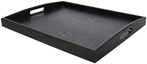 Image of Dudoplatz Rectangular Wooden Serving Tray with Large Black Wooden Handle