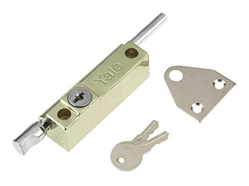 Image of Yale P-124-PB Door Pushbolt, Polished Brass Finish, Standard Security, Visi Packed, suitable for aluminium doors and wooden doors