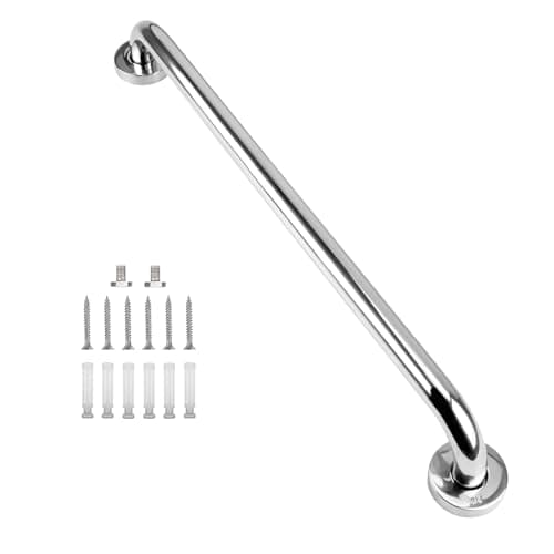 Image of YF Bathroom Grab Bar Rail – 60 cm Stainless Steel Shower Safety Handle, Sturdy Anti-Slip Hand Rail for Elderly, Disabled, and Adults, Indoor/Outdoor Use in Bathtub, Toilet, Kitchen, or Stairway