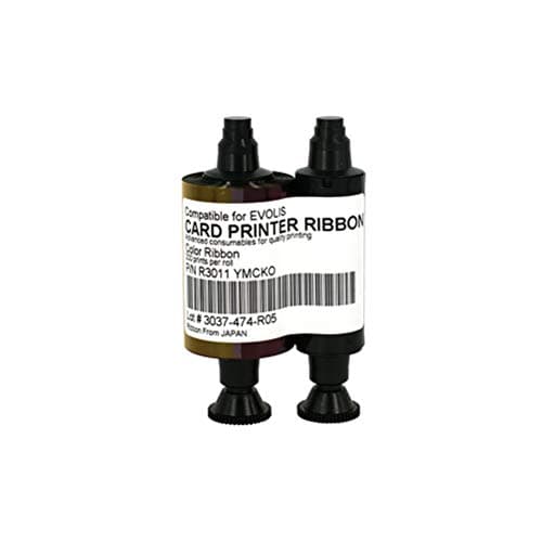 Image of R3011 YMCKO Ribbon for Evolis Pebble Dualys 3 Securion Card Printers, 200 Prints