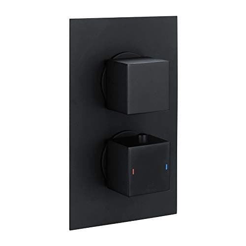Image of Thermostatic Concealed Shower Valve | Single Outlet Valve | Square Controls | Modern Shower Valve | Black