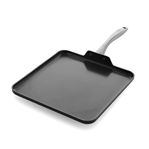Image of GreenPan Lima Midnight Hard Anodized Healthy Ceramic Non-Stick 28 cm Square Griddle Pan, PFAS-Free, Induction Suitable, Oven Safe, Black
