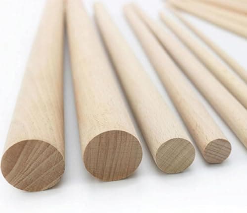 Image of 10x Dowels Rod Beech Wood Smooth Pegs 1m x 12mm for Craft Sticks DIY Wooden Woodcraft