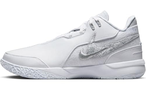 Image of Nike Men's Zm Lebron NXXT Gen Ampd Basketball Shoe, White Lt Smoke Grey Metallic Silver, 10.5 UK