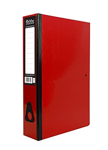 Image of Pukka Foolscap A4 Glossy Box Files with Document Clip & Push Lock School Work Office 70mm Spine File Organiser (Red)