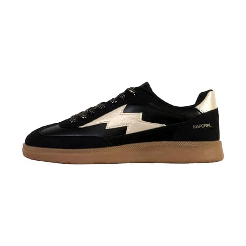 Image of Kaporal Women's Seven Shoes Relaxing Sneaker, Black/Gold, 6 UK