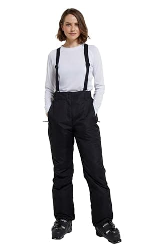 Image of Mountain Warehouse Moon Womens Ski Pants - Isotherm, Microfibre Insulated & Snowproof Trousers, Adjustable Waist & Detachable Braces - for Skiing, Snowboarding Black Women's Size 12