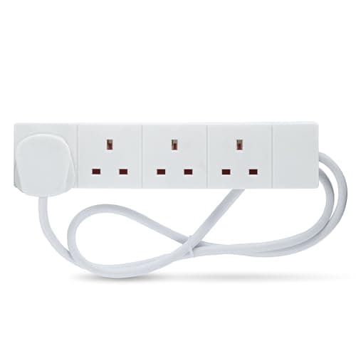 Image of STATUS 4 Way Socket Extension Lead, 1m Cable Multi-Plug Power Strip for Home & Office Use, Wall Mountable in White (4WS1M20)