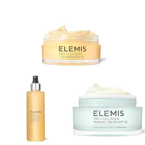 Image of ELEMIS Skincare Trio – Pro-Collagen Marine Cream SPF 30, Apricot Toner & Pro-Collagen Cleansing Balm