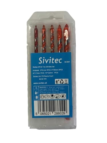 Image of Sivitec 5PCs Multi-functional Drill Bit Carbide Tip Glass Drill Bit for Glass Ceramic Porcelain Tile Drilling Triangle Shank Drill Bits 5/6/6/8/10mm