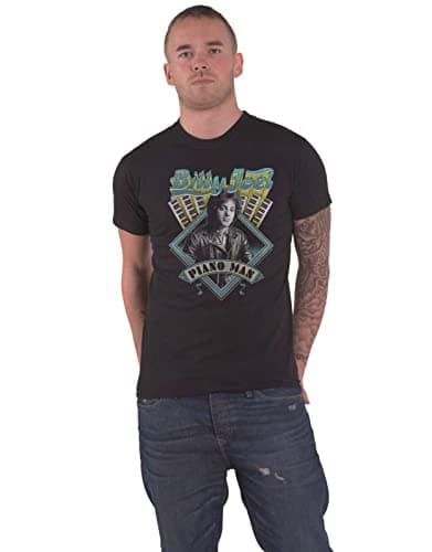 Image of Billy Joel T Shirt Piano Man Logo Official Mens Black X-Large