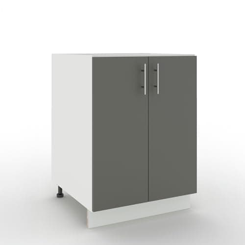 Image of JD Greta Adjustable Kitchen Base Unit - 600mm - Base Cabinet with Doors (No Worktop) - Grey Matt