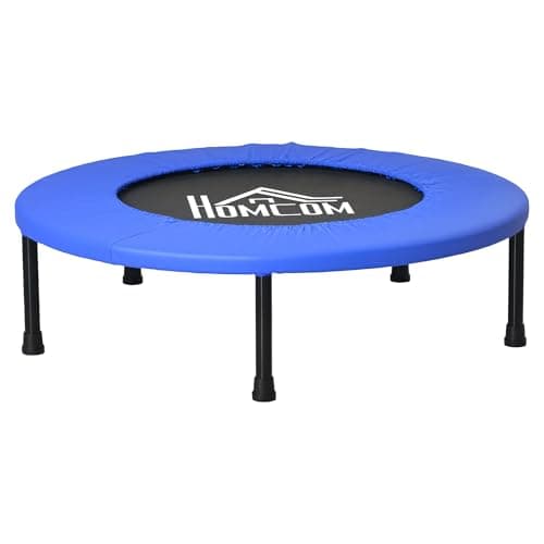 Image of HOMCOM 32" Mini Fitness Trampoline Home Gym Yoga Exercise Rebounder Indoor Outdoor Jumper with Safety Pad, Support Up to 100 KG, Blue and Black
