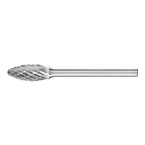 Image of PFERD 21203633 Carbide Burr, Flame Shape B, Toothing 3 Plus, Burr Diameter 6 mm, Shaft Diameter 3 mm, Length 43 mm, for Universal Applications on the Most Important Industrial Materials