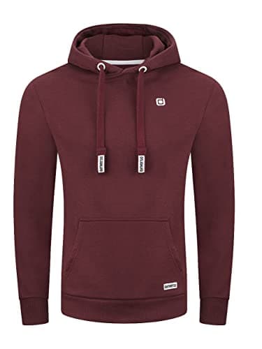 Image of riverso Linus Men’s Hoodie Sweatshirt Sweatshirt with Hood, Kangaroo Pockets, Regular fit, Plain 80% Cotton, Grey, Brown, Green, red, Blue, Black, S, M, L, XL, 2XL, 3XL, 4XL, 5XL - Red - Small