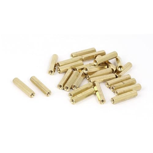 Image of Unifizz M4x25mm Female Threaded Brass Hex Standoff Studs Spacer Nut 25pcs