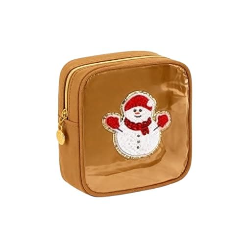 Image of Christmas Makeup Bag, Mini Christmas Pouches, Preppy Patch Cosmetic & Skincare Pouch, Festive Xmas Travel Pouch for Women, Cute Pouches for Beauty Essentials