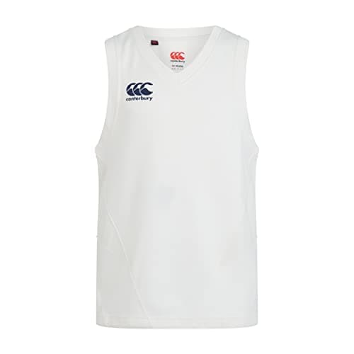 Image of Canterbury Junior Unisex Sleeveless Overshirt | Sweater Vest | Cricket Whites Sweatshirt, Cricket Cream, 8