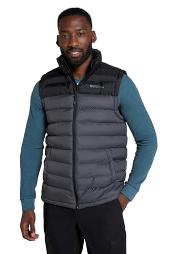 Image of Mountain Warehouse Seasons Mens Padded Gilet - Water Resistant Gilet, Body Warmer, Lightweight Jacket, Easy to Store Coat - For Spring Summer Travelling, Walking Grey XS