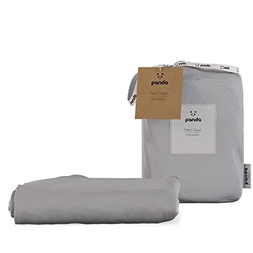 Image of Panda 100% Bamboo Fitted Sheet (Quiet Grey, UK Double) (135 x 190 + 32 cm)