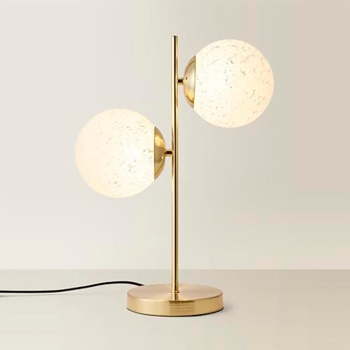 Image of ValueLights | Jas Gold 2 Way Table Lamp with White Confetti Glass Globe Shades | Table Lamp, Home Décor & Improvement Essential