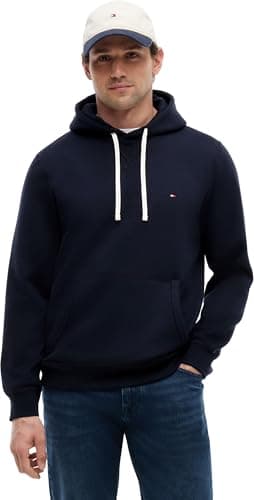 Image of Tommy Hilfiger Men’s Essential Regular Fit Fleece Hoodie, Blue (Desert Sky), S