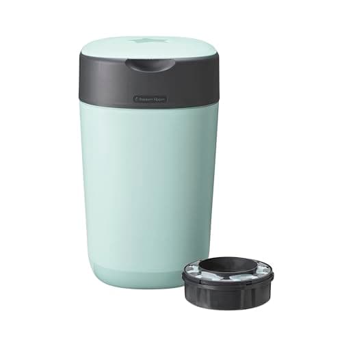 Image of Tommee Tippee Twist and Click Nappy Bin, Includes 1x Refill Cassette with Multilayer, Antibacterial Film, 100 percent Recycled Chassis, Green