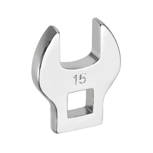 Image of sourcing map Drive Crowfoot Wrench 3/8 Inch 15mm Metric Flare Nut Wrench CR-V Steel Electroplating Open End Crowfoot Spanner for Automotive Repair Mechanics, Bright Silver