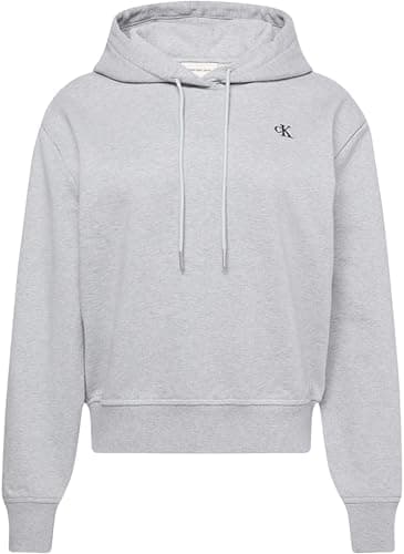 Image of Calvin Klein Women’s Monogram Terry Hoodie with Logo, Grey (Heroic Grey Htr), M