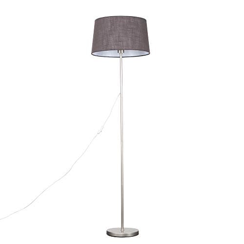 Image of MiniSun | Modern Standard Floor Lamp in a Brushed Chrome Metal Finish with a Dark Grey Shade | Floor Lamps & Torchieres, Home Décor, Improvement & Lifestyle Essential