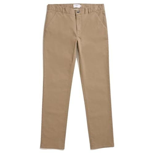 Image of Farah - Men's Chinos, Elm Regular Fit Organic Cotton Twill Chinos with Stretch, Slim Straight Leg, Casual Trousers Beige