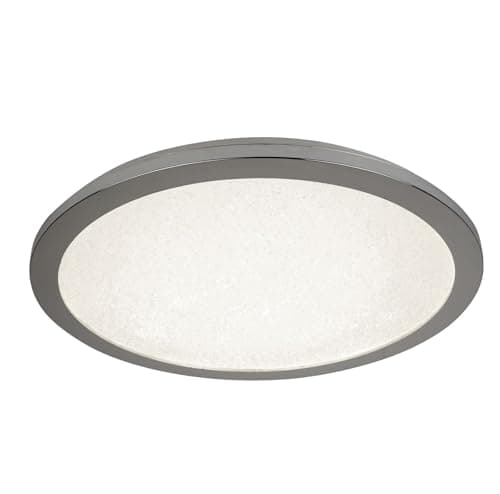Image of Searchlight 8100-30CC Bathroom Flush Ceiling Light in Chrome with Sanded Glass - Dia: 300mm