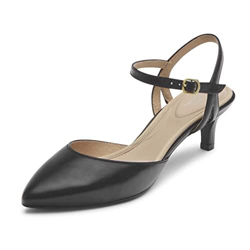 Image of Rockport Women's Total Motion Kalila Two Piece Pump, Black Leather, 3 UK