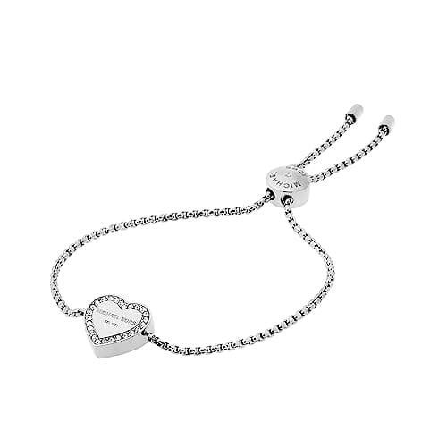 Image of Michael Kors Logo Silver-Tone Slider Bangle Bracelet, 7, Metal