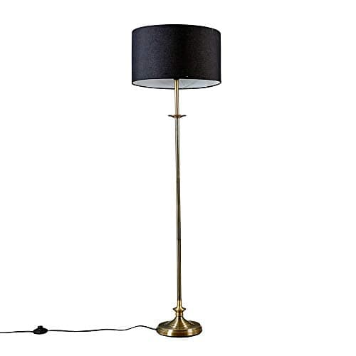 Image of MiniSun | Traditional Style Antique Brass Sconce Floor Lamp with a Black Drum Shade | Floor Lamps & Torchieres, Home Décor, Improvement & Lifestyle Essential