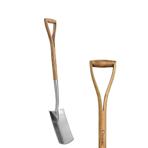 Image of Crystals Garden Spade – Heavy Duty Steel Shovel Digging Hand Tool with Comfortable Handle, Rust-Resistant & Durable Hand Spade & Long Life-Strong, Snow Clearing, Lawn & Gardening (102cm Garden Shovel)