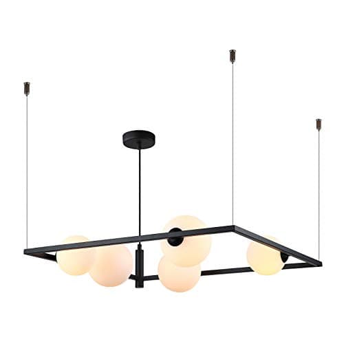 Image of Italux Gareth - Modern Hanging Pendant Black 5 Light with White Shade, G9