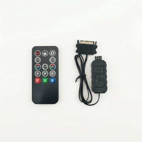 Image of ARGB Controller with Remote Control, 5V 3-Pin RGB Hub with SATA Power, Splitter for ARGB Fans and PC Lighting, Ideal for DIY PC Builds with Splitter Functionality, Compatible with 5V 3pin ARGB Devices