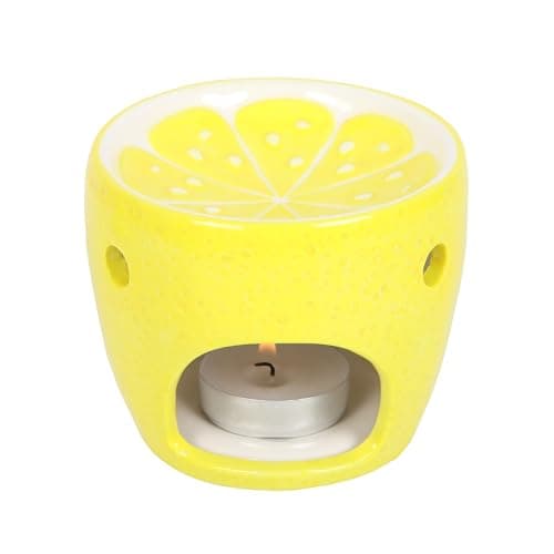 Image of Vibrant Lemon-Themed Oil Burner - Whimsical Yellow Novelty Wax Melt Burner for Vibrant Home Decor