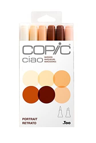 Image of COPIC Ciao Coloured Marker Pen - Set Of 6 Portrait, For Art & Crafts, Colouring, Graphics, Highlighter, Design, Anime, Professional & Beginners, Art Supplies & Colouring Books
