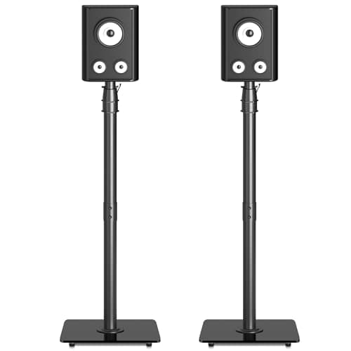 Image of suptek Heavy-Duty Floor Standing Speaker Stands Pair | Anti-Tip Rear Surround Sound Stands for Bose, JBL, Sony | 86-113cm Height Adjustable, 10kg Capacity, Tool-Free Assembly (SFM001)
