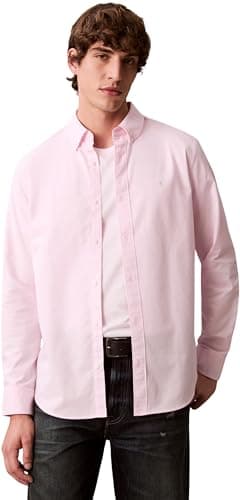 Image of Calvin Klein Men's LS Solid Oxford Classic Shirt LV140EM125 Other Shirts, Pink (Pearly Pink), S