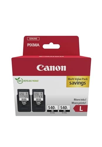 Image of Canon PG-540L (2 x Black) High Yield Genuine Ink Cartridges - Cardboard Twin Pack