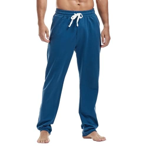 Image of Amy Coulee Mens Joggers Bottoms Cotton Running Gym Tracksuit Bottoms Casual Straight Leg Sweatpants (Prussian Blue, L)